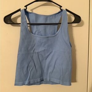 Blue Ribbed Women's Tank Top